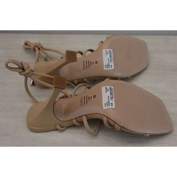 Schutz Women's Sz 8.5B Light Nude Strappy Leather Stiletto Sandals Heels - Picture 3 of 10